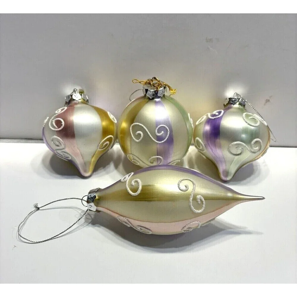 Vtg House Of Lloyd Christmas Around The World Sherbet Glass Ornaments Set Of 4